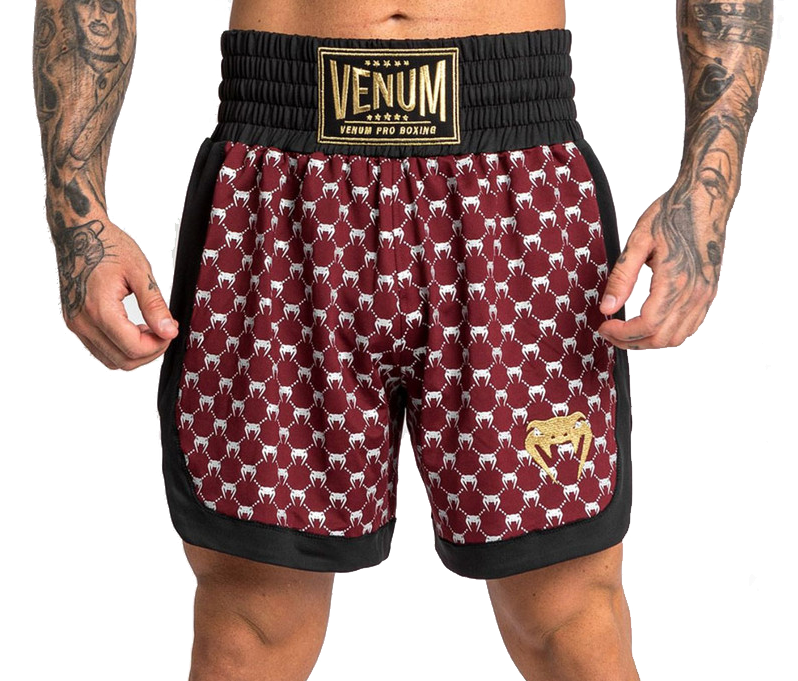 Venum Monogram Boxing Shorts - Black/Burgundy